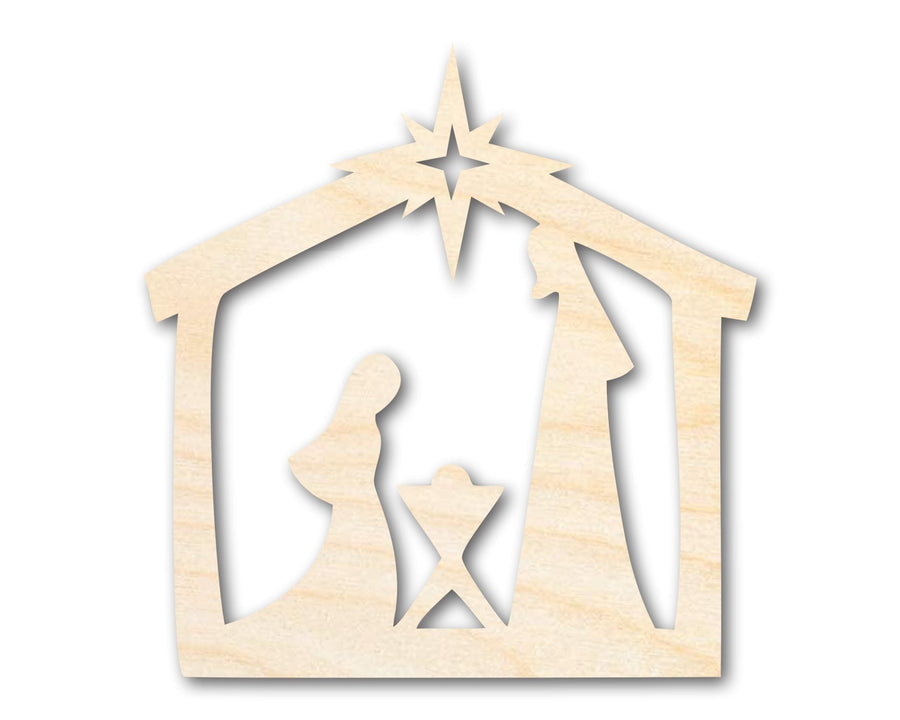 Unfinished Wood Nativity Scene Silhouette | DIY Christmas Craft Cutout | up to 46" DIY - NameSigns.com