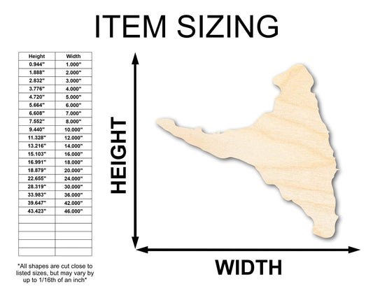 Unfinished Wood Ndzuwani Island Shape - Comoros Craft - up to 46" DIY - NameSigns.com