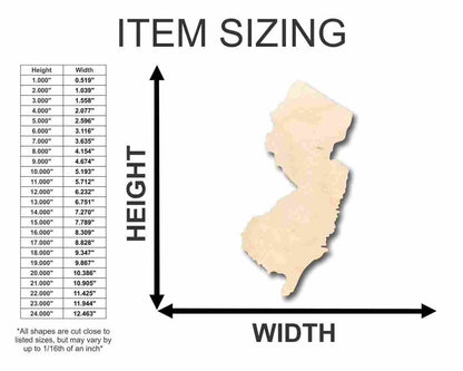 Unfinished Wood New Jersey Shape - State - Craft - up to 46" DIY - NameSigns.com