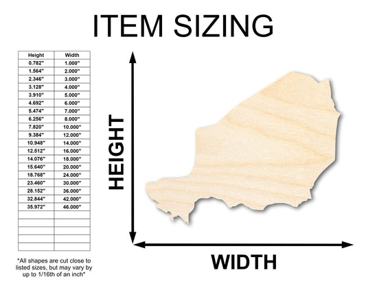 Unfinished Wood Niger Shape - West Africa Craft - up to 46" DIY - NameSigns.com
