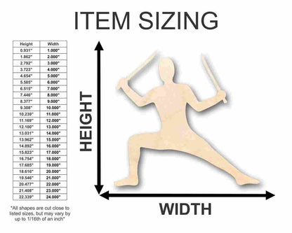 Unfinished Wood Ninja Shape - Craft - up to 46" DIY - NameSigns.com