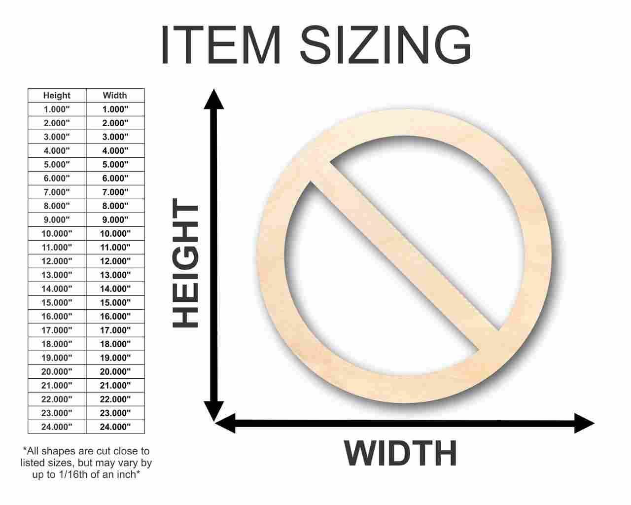 Unfinished Wood NO Sign Symbol - Craft - up to 46" DIY - NameSigns.com