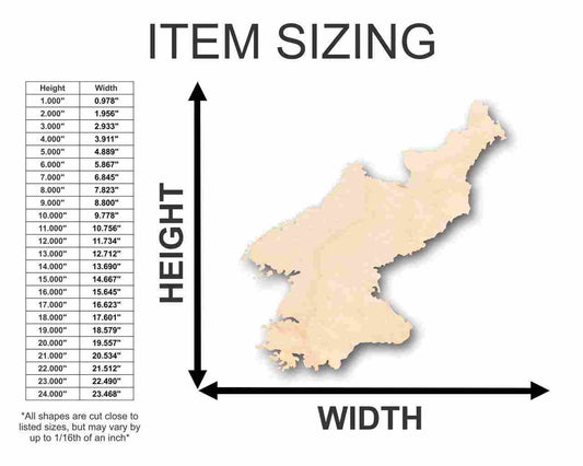 Unfinished Wood North Korea Shape - Country - Craft - up to 46" DIY - NameSigns.com