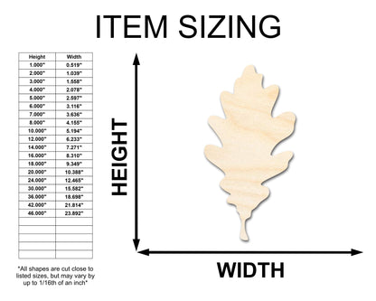 Unfinished Wood Oak Leaf Shape - Fall - Craft - up to 46" DIY - NameSigns.com