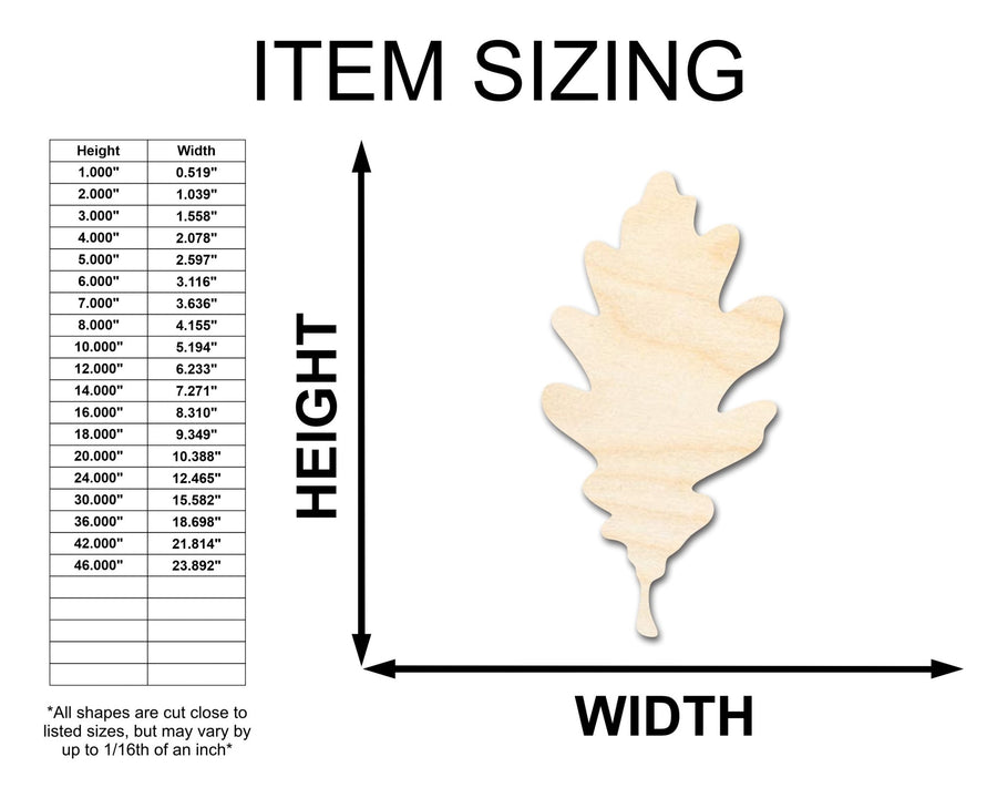 Unfinished Wood Oak Leaf Shape - Fall - Craft - up to 46" DIY - NameSigns.com