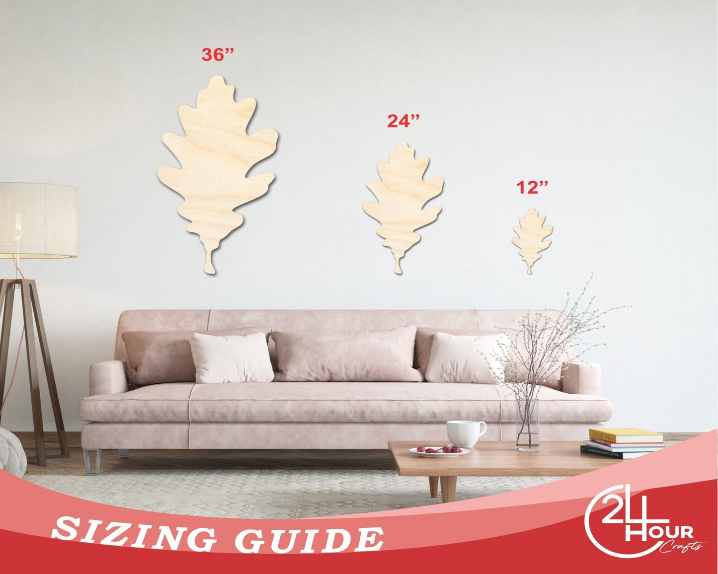 Unfinished Wood Oak Leaf Shape - Fall - Craft - up to 46" DIY - NameSigns.com