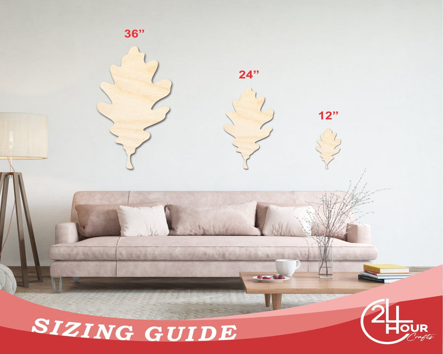 Unfinished Wood Oak Leaf Shape - Fall - Craft - up to 46" DIY - NameSigns.com