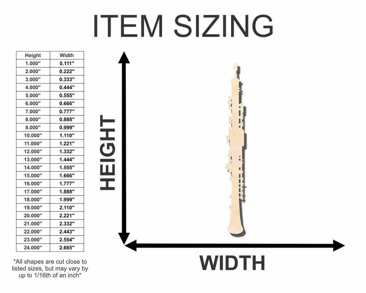 Unfinished Wood Oboe Shape - Music - Craft - up to 46" DIY - NameSigns.com