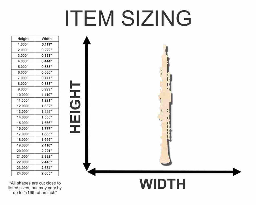 Unfinished Wood Oboe Shape - Music - Craft - up to 46" DIY - NameSigns.com
