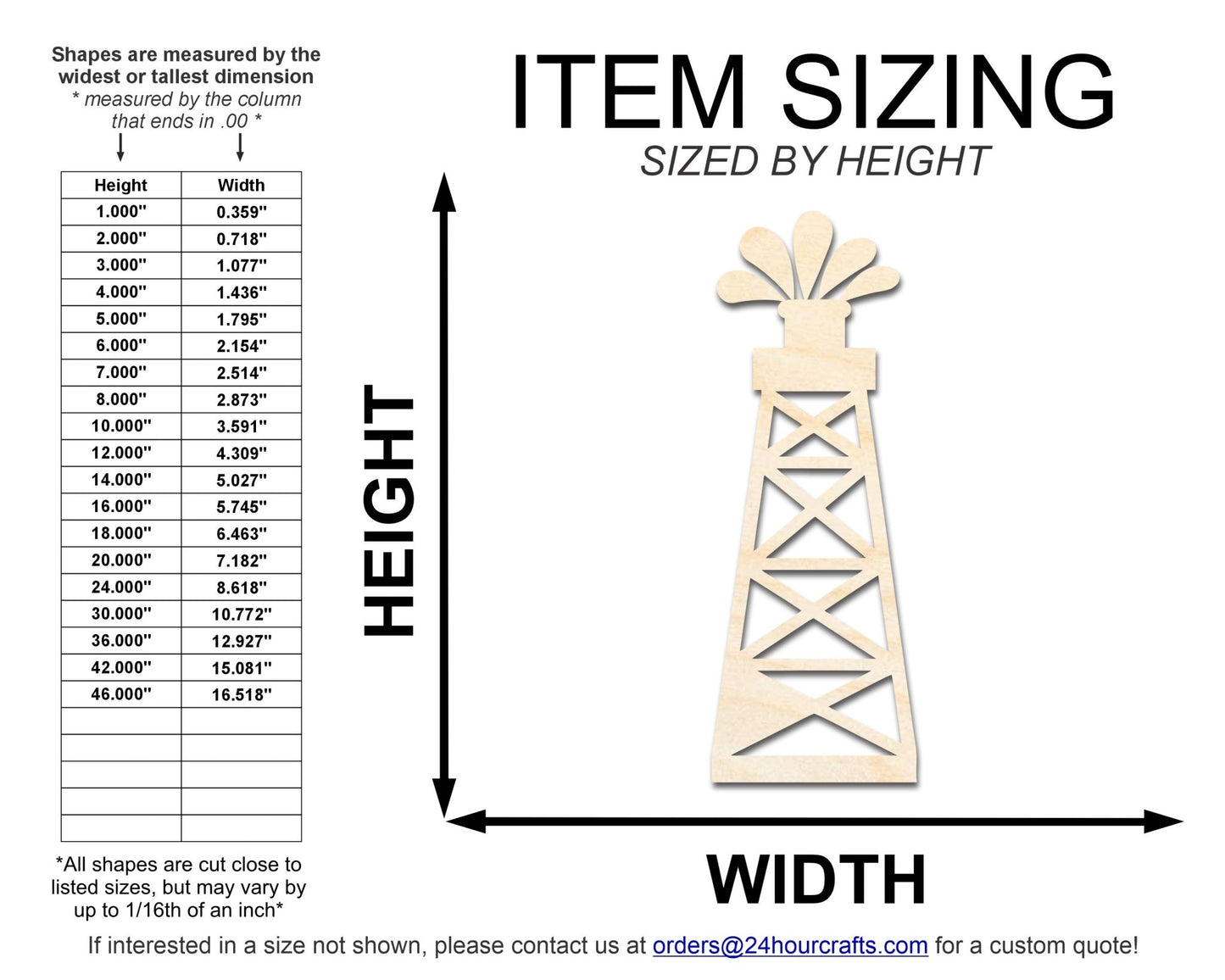 Unfinished Wood Oil Rig Shape | DIY Craft Cutout | up to 46" DIY - NameSigns.com