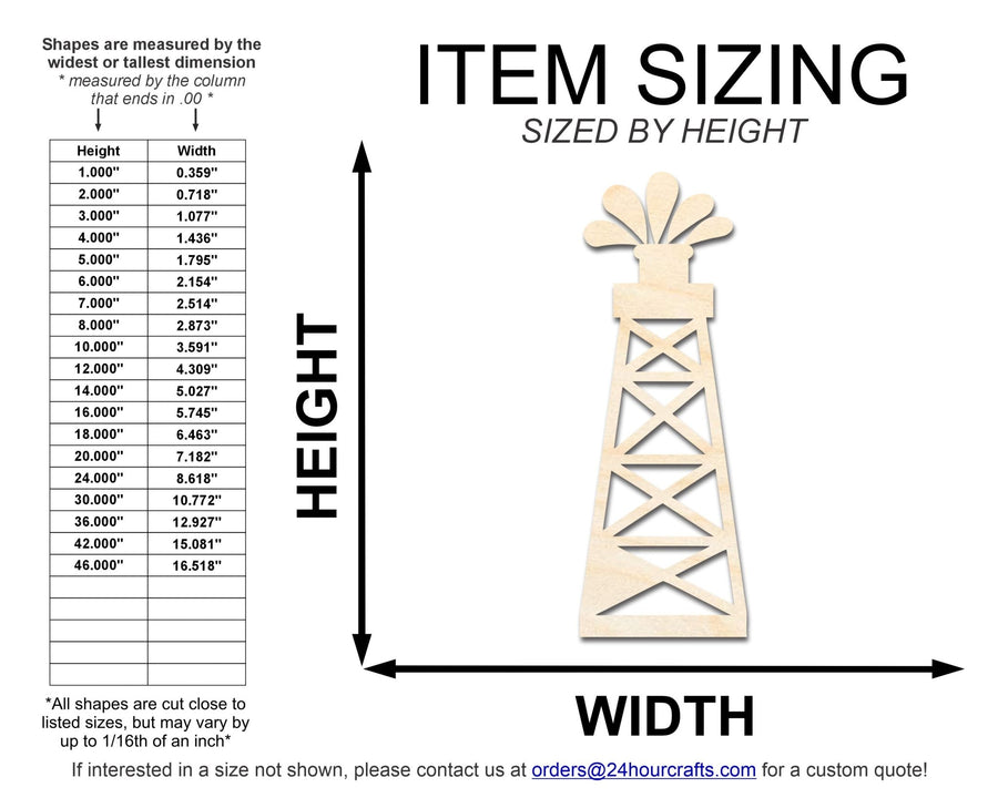 Unfinished Wood Oil Rig Shape | DIY Craft Cutout | up to 46" DIY - NameSigns.com