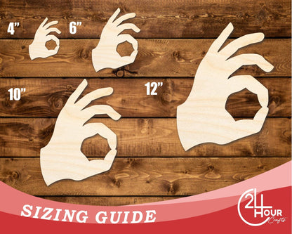 Unfinished Wood Okay Hand Shape | DIY Craft Cutout | up to 46" DIY - NameSigns.com