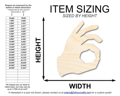 Unfinished Wood Okay Hand Shape | DIY Craft Cutout | up to 46" DIY - NameSigns.com