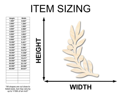 Unfinished Wood Olive Branch Shape - Craft - up to 46" DIY - NameSigns.com