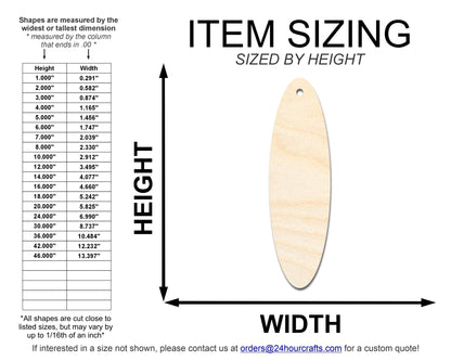 Unfinished Wood Oval Bookmark Shape | DIY Craft Cutout | up to 12" DIY - NameSigns.com