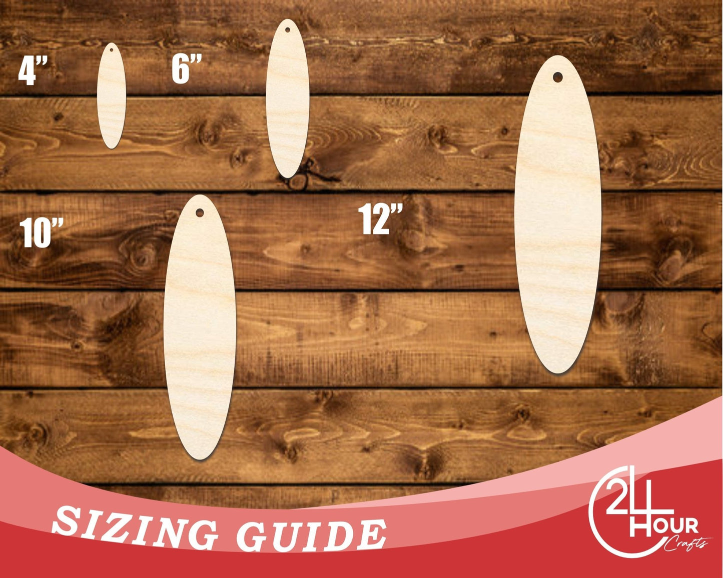 Unfinished Wood Oval Bookmark Shape | DIY Craft Cutout | up to 12" DIY - NameSigns.com