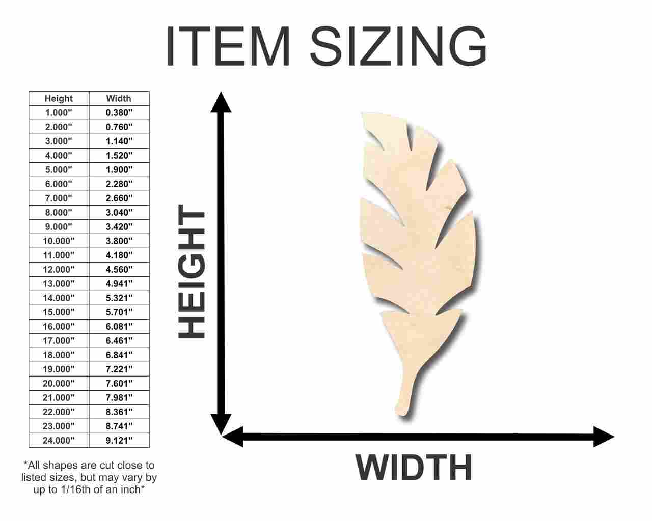 Unfinished Wood Palm Tree Leaf Shape - Craft - up to 46" DIY - NameSigns.com