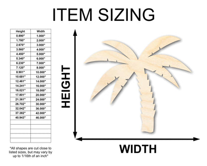 Unfinished Wood Palm Tree Shape - Craft - up to 46" - NameSigns.com