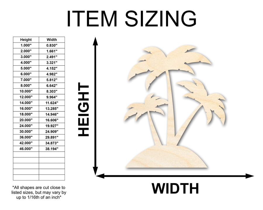 Unfinished Wood Palm Trees Shape - Craft - up to 46" - NameSigns.com