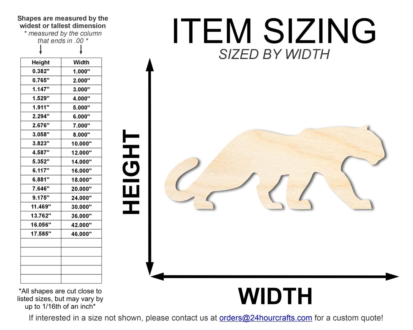Unfinished Wood Panther Mascot Shape | DIY Craft Cutout | up to 46" DIY - NameSigns.com