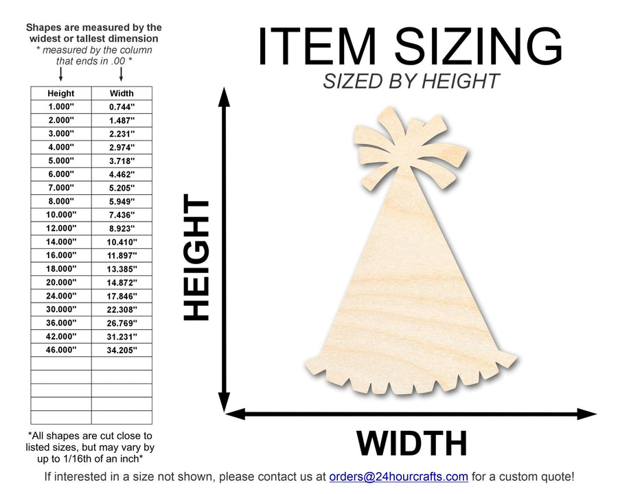 Unfinished Wood Party Hat Shape | DIY Craft Cutout | up to 46" DIY - NameSigns.com