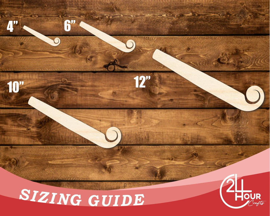 Unfinished Wood Party Noisemaker Shape | DIY Craft Cutout | up to 46" DIY - NameSigns.com