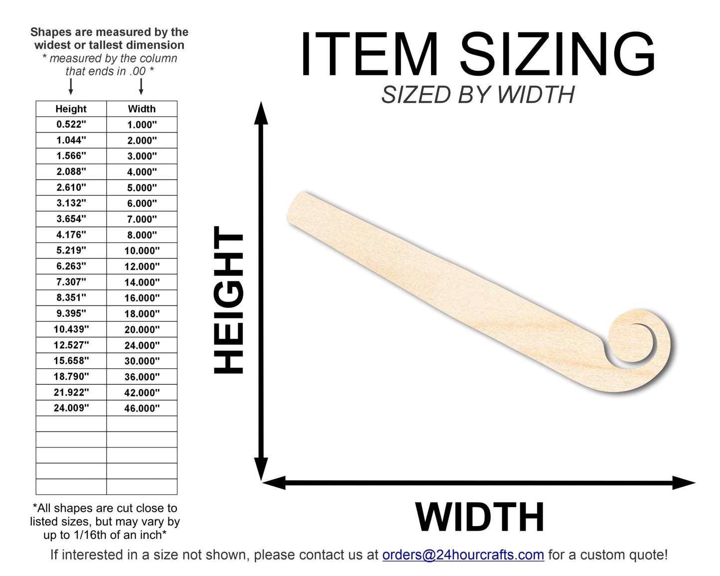 Unfinished Wood Party Noisemaker Shape | DIY Craft Cutout | up to 46" DIY - NameSigns.com