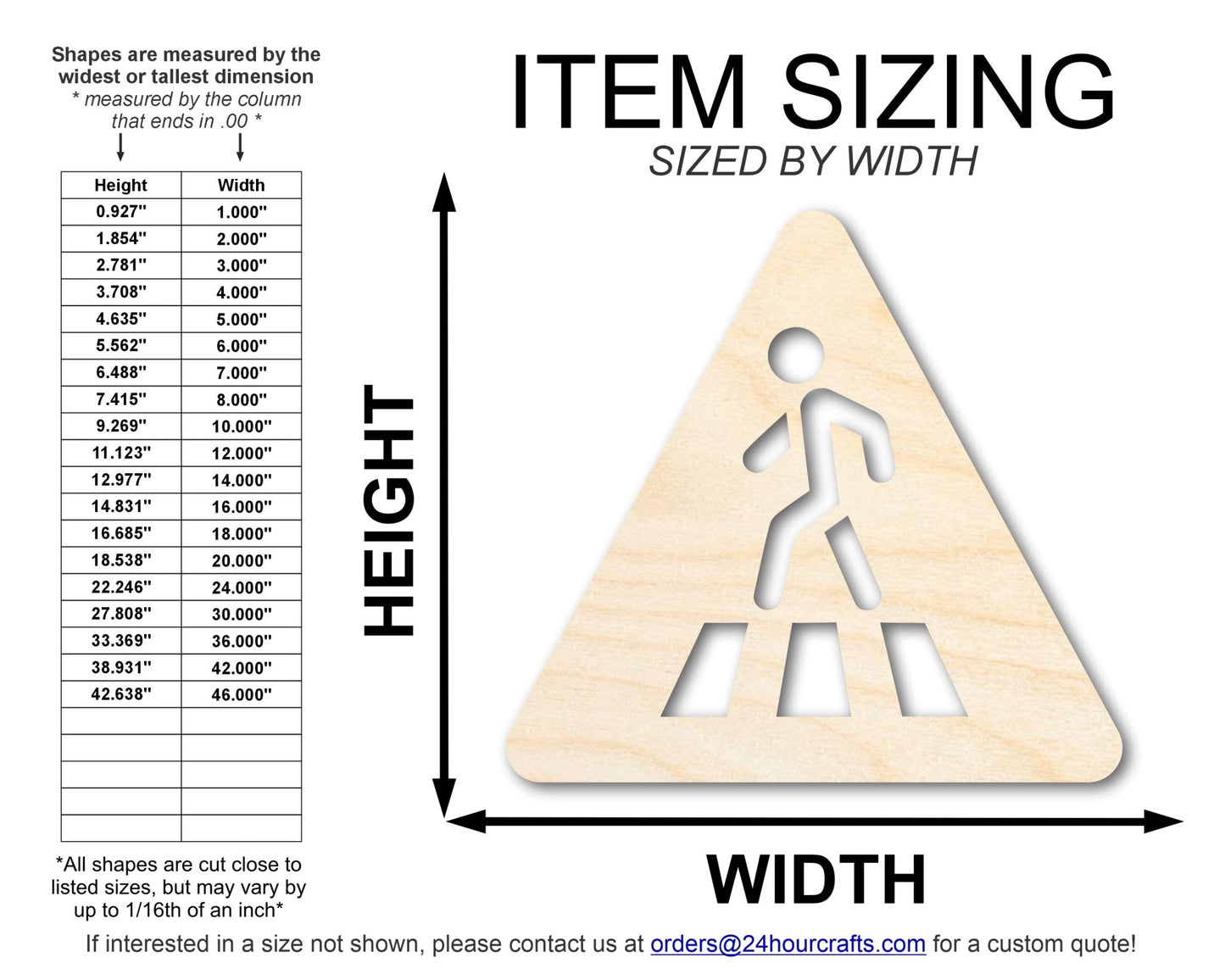Unfinished Wood Pedestrian Crossing Shape | DIY Craft Cutout | up to 46" DIY - NameSigns.com