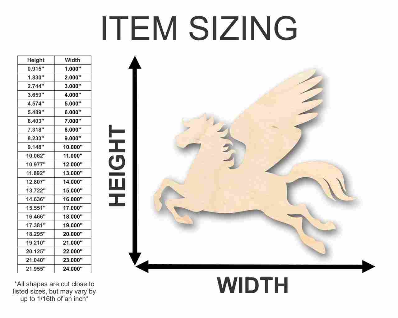 Unfinished Wood Pegasus Shape - Mythical - Beast - Craft - up to 46" DIY - NameSigns.com