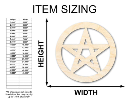 Unfinished Wood Pentacle Shape - Craft - up to 46" DIY - NameSigns.com