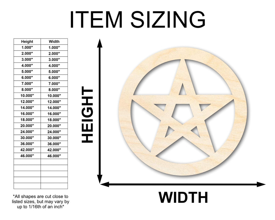 Unfinished Wood Pentacle Shape - Craft - up to 46" DIY - NameSigns.com