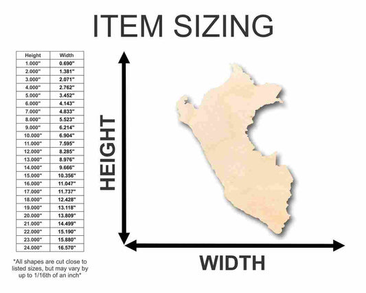 Unfinished Wood Peru Shape - Country - Craft - up to 46" DIY - NameSigns.com