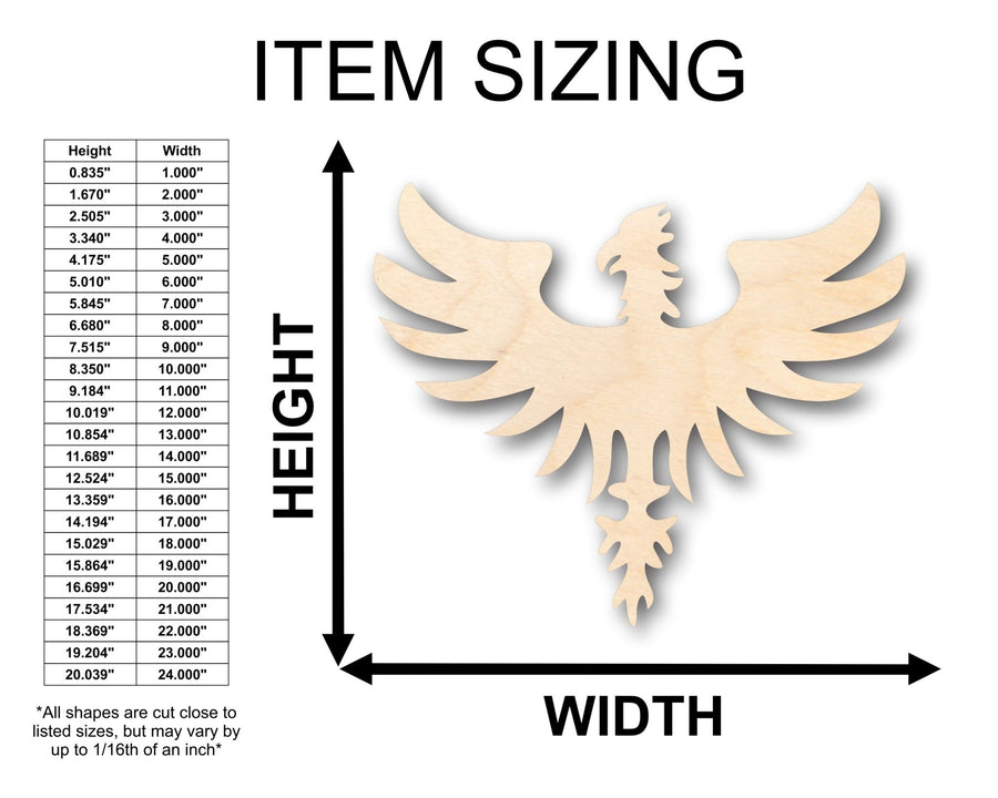 Unfinished Wood Phoenix Mythical Shape - Craft - up to 46" DIY - NameSigns.com