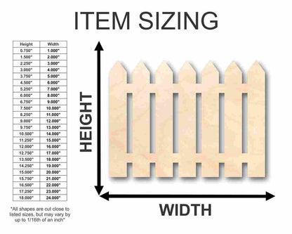 Unfinished Wood Picket Fence Shape - Craft - up to 46" DIY - NameSigns.com