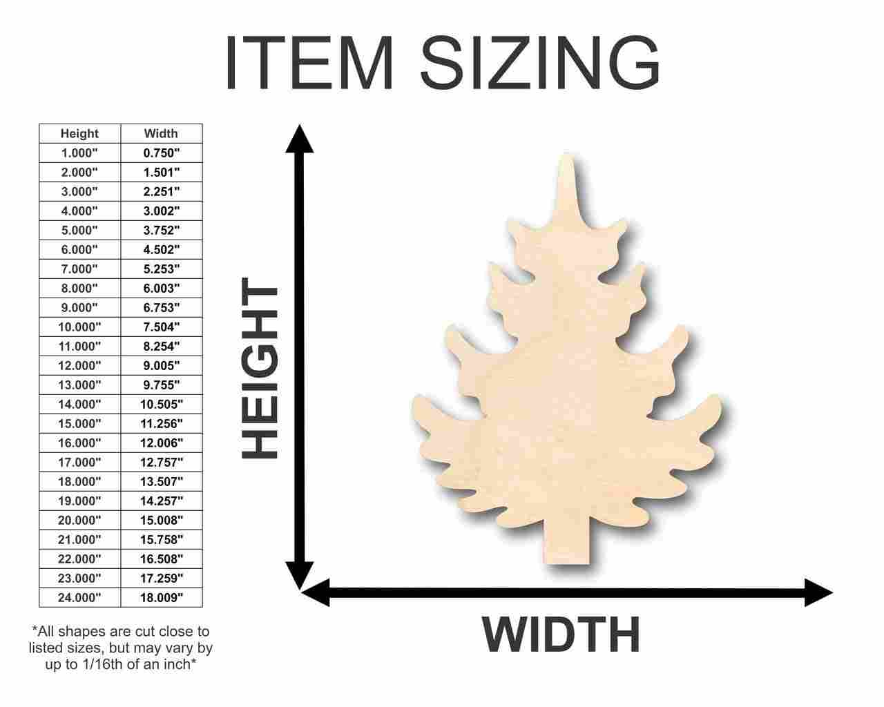 Unfinished Wood Pine Tree Shape - Fall - Winter - Craft - up to 46" DIY - NameSigns.com