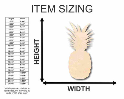 Unfinished Wood Pineapple Shape - Fruit - Tropical - Craft - up to 46" DIY - NameSigns.com