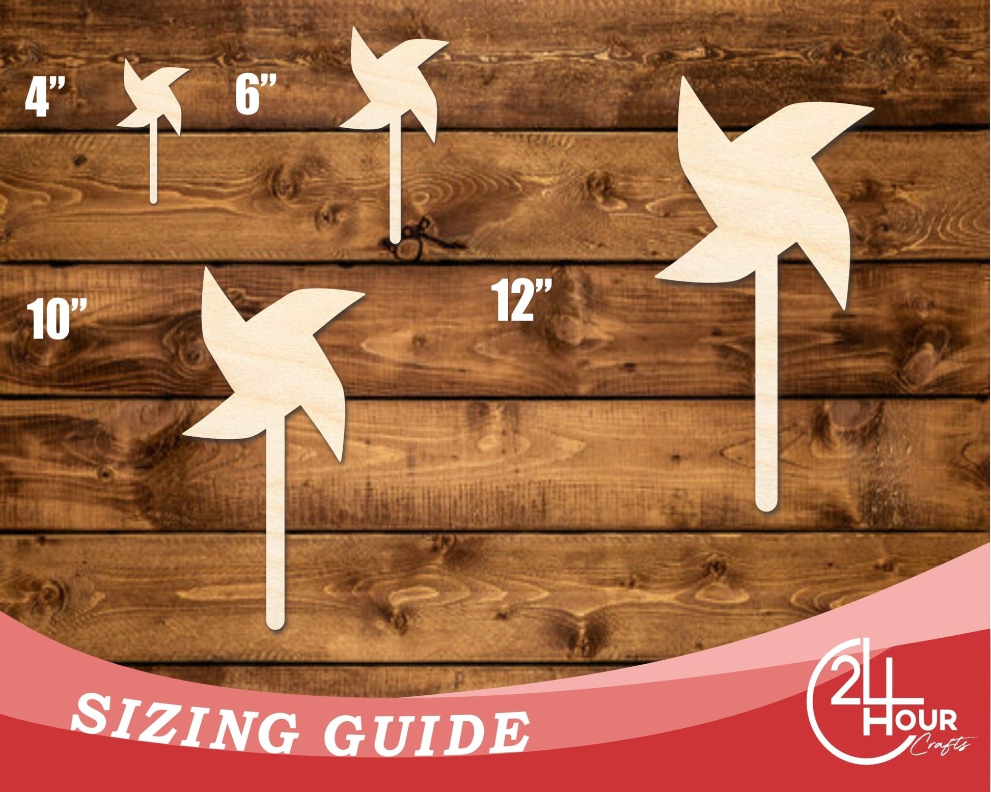 Unfinished Wood Pinwheel Shape | DIY Craft Cutout | up to 46" DIY - NameSigns.com