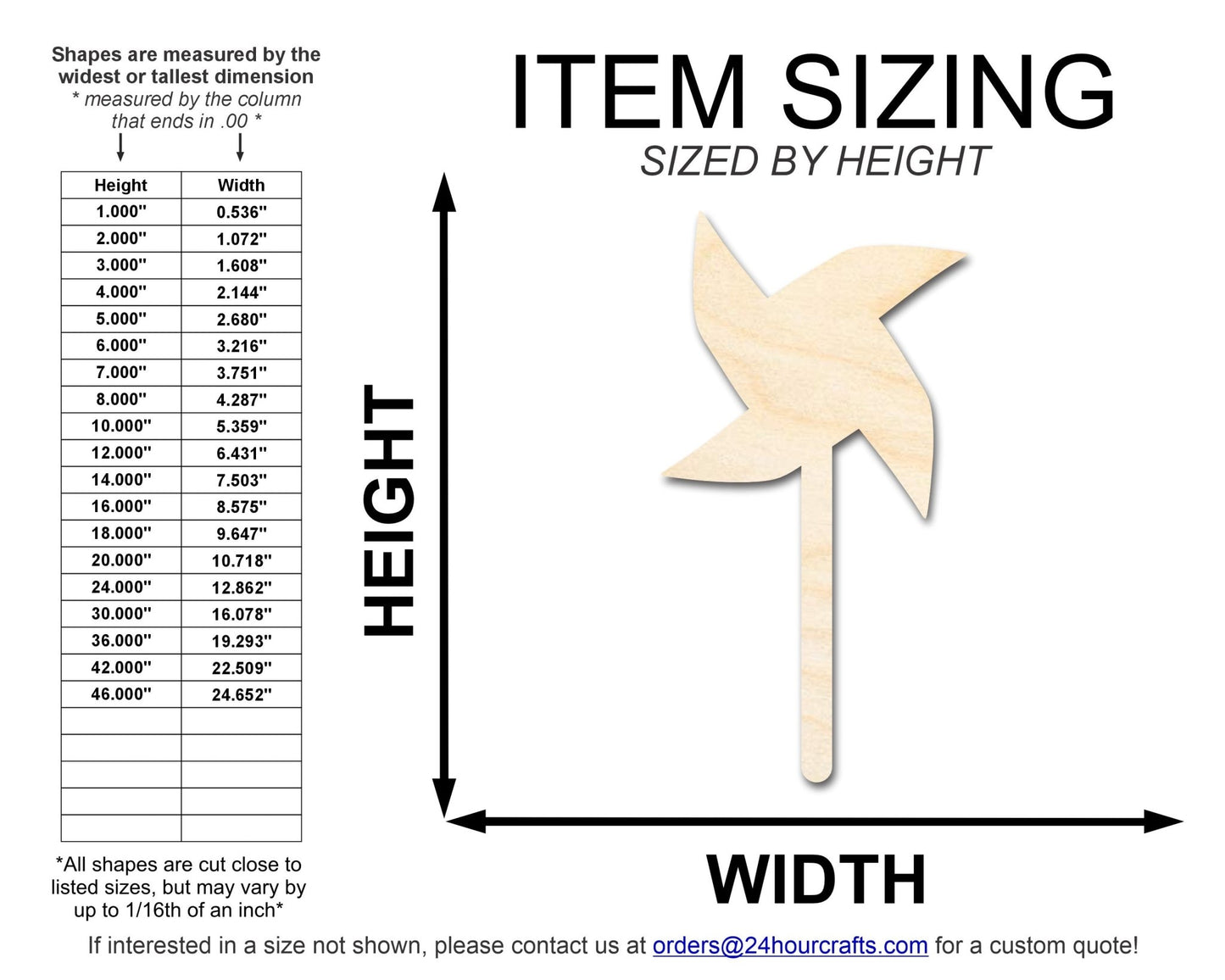 Unfinished Wood Pinwheel Shape | DIY Craft Cutout | up to 46" DIY - NameSigns.com