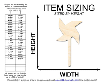Unfinished Wood Pinwheel Shape | DIY Craft Cutout | up to 46" DIY - NameSigns.com