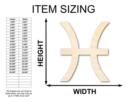 Unfinished Wood Pisces Sign Shape - Zodiac Craft - up to 46" - NameSigns.com