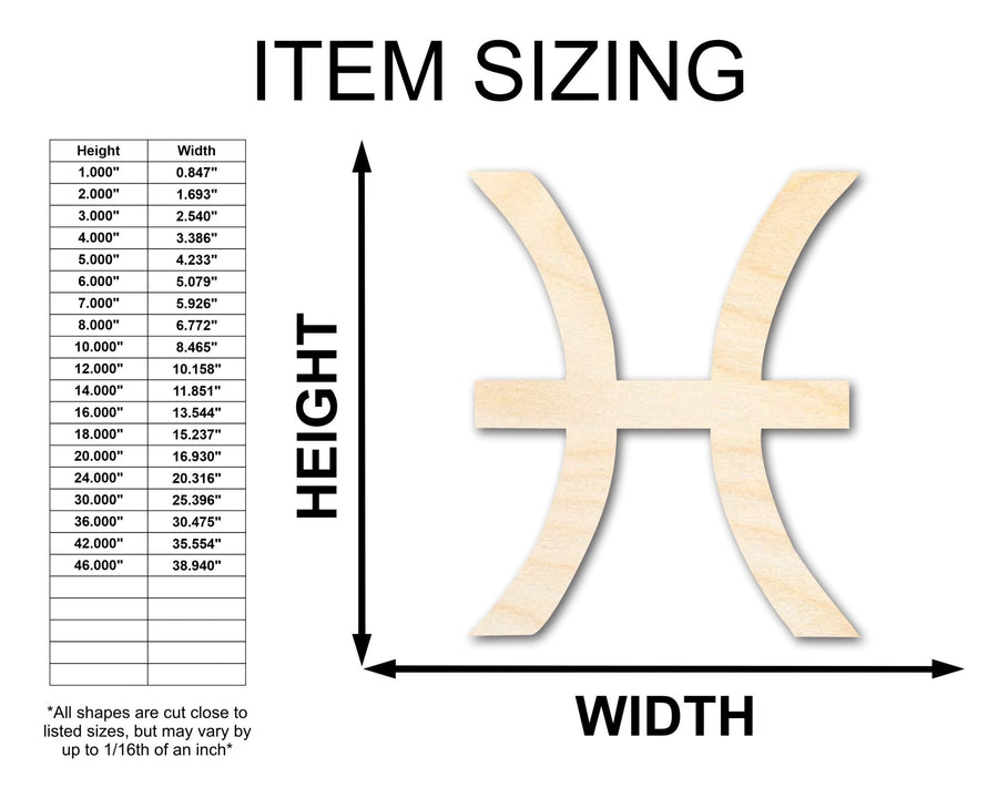 Unfinished Wood Pisces Sign Shape - Zodiac Craft - up to 46" - NameSigns.com