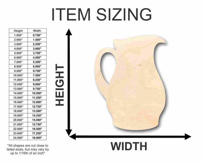 Unfinished Wood Pitcher Shape - Kitchen - Lemonade - Tea - Water - Craft - up to 46" DIY - NameSigns.com