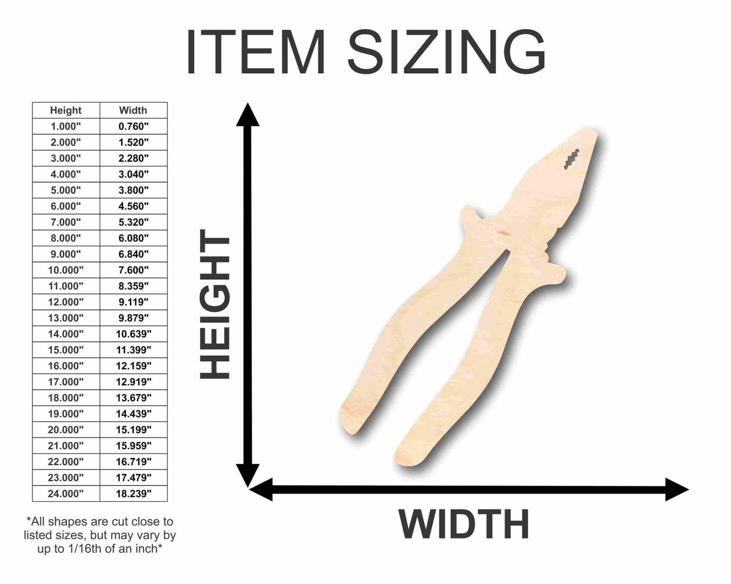 Unfinished Wood Plier Silhouette - Craft - up to 46" DIY - NameSigns.com