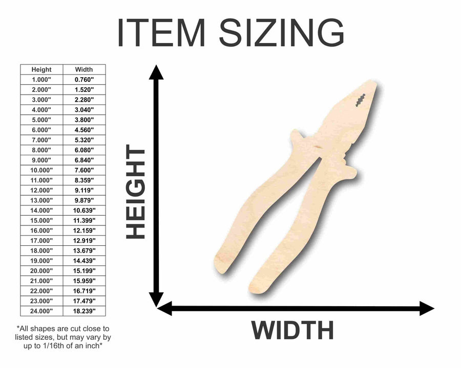 Unfinished Wood Plier Silhouette - Craft - up to 46" DIY - NameSigns.com