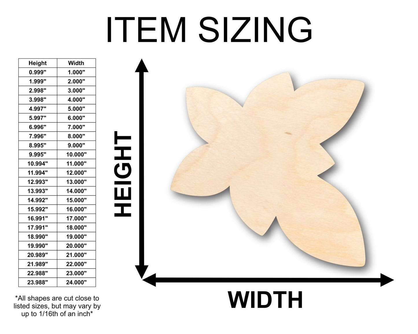 Unfinished Wood Plumeria Flower Shape - Craft - up to 46" DIY - NameSigns.com