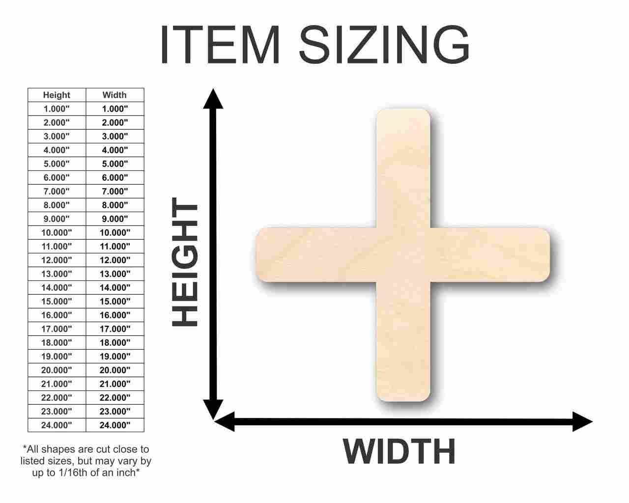 Unfinished Wood Plus Sign Symbol - Math School - Craft - up to 46" DIY - NameSigns.com