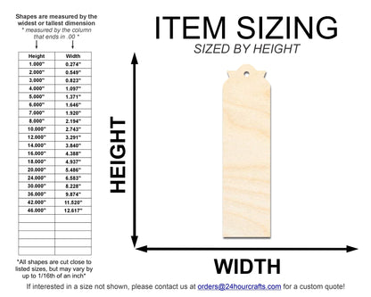 Unfinished Wood Pointed Top Bookmark Shape | DIY Craft Cutout | up to 12" DIY - NameSigns.com