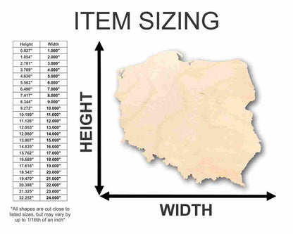 Unfinished Wood Poland Shape - Country - Craft - up to 46" Width DIY - NameSigns.com
