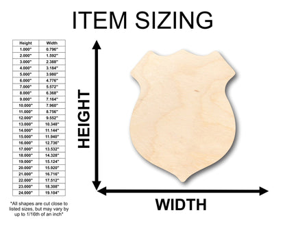Unfinished Wood Police Badge Shape - Craft - up to 46" DIY - NameSigns.com