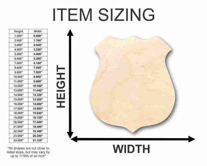 Unfinished Wood Police Badge Shape - Law Enforcement - Craft - up to 46" DIY - NameSigns.com